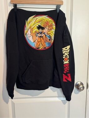 Hot Topic Black Dragon Ball Z Graphic Hoodie with Yellow & Orange Accents